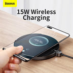 Baseus 15W Wireless Charger with LED Display in use lifestyle photo