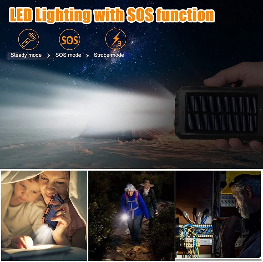 Solar Power Bank 80000mAh with LED Light & Compass product detail view